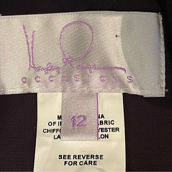 Hayley Paige Sheer Eggplant Purple Evening Party Dance Maxi Dress NWOT Size 12 - Picture 10 of 14